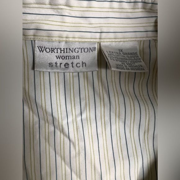 Striped blouse size 1x Worthington Stretch top button down 26270 - Picture 5 of 8